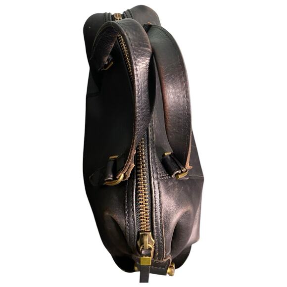 Madewell Leather Handbag Purse Black Top Handle Satchel - Picture 3 of 16
